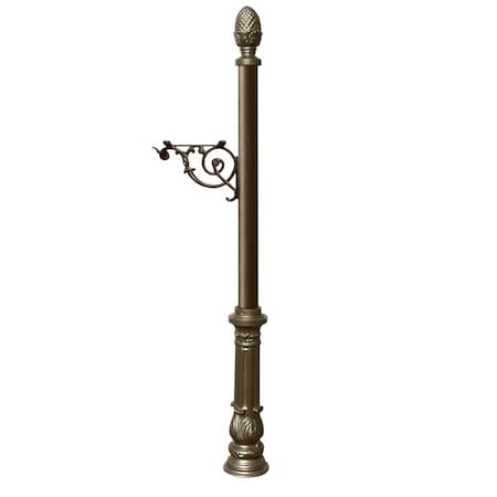 Qualarc Post only, w/support bracket, decorative ornate base, pineapple finial LPST-703-BZ
